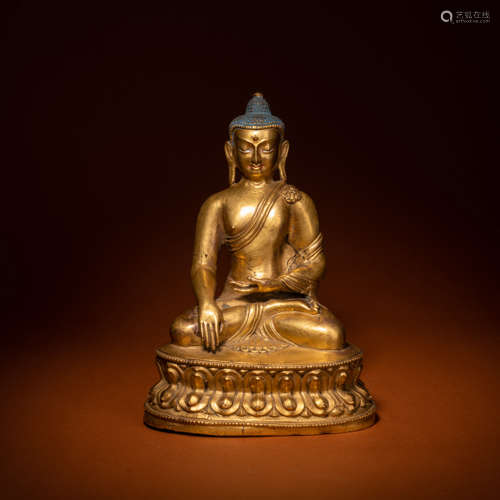 A Gilt Bronze Figure of Sakyamuni, Yuan Dynasty