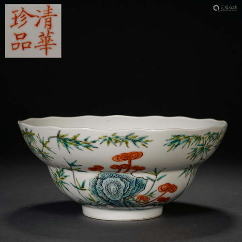 Qing dynasty multicolored flower bowl