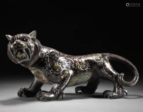 Warring Han Dynasty Copper and Gold Silver Tiger