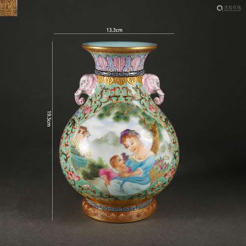 Falangcai Glaze Western Figure Vase