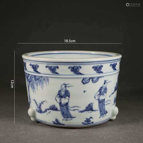 Blue and White Figure Censer