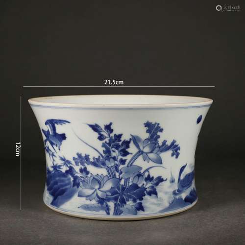 Blue and White Wild Goose Brush Pot