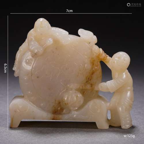 Jade Carving of Boy Drumming