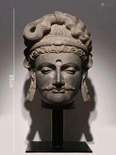 Gandhara Greyish Stone Head of Buddha