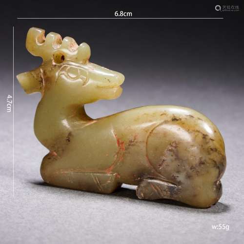Brownish Jade Carving of A Stag