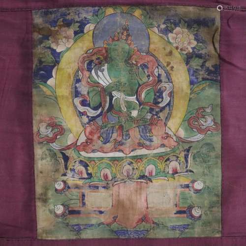 Thangka mit Vajrasattva im Zentrum - Tibet / Nepal