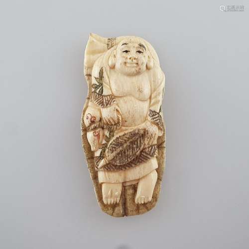 Flaches Netsuke - Mammutbein geschnitzt