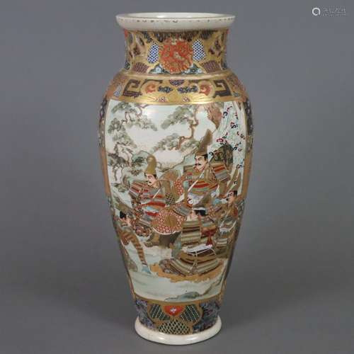 Satsuma-Vase mit Szenen aus dem alten Japan - Japan