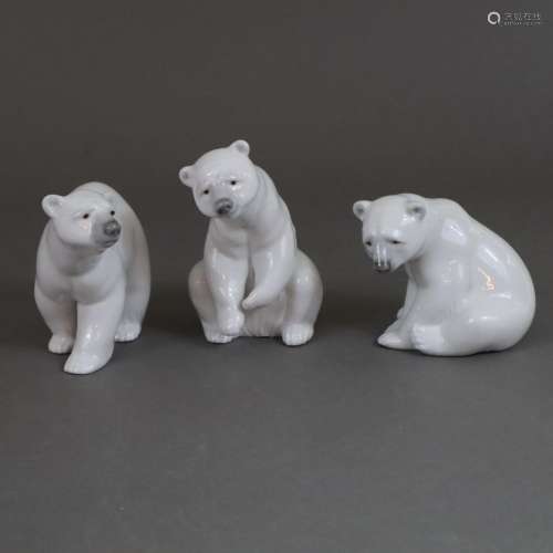 Drei Bärenfiguren - Lladro, Spanien, Modellnr. 1207, 1208, 1...