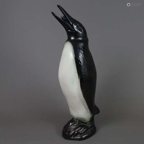 Keramikfigur "Pinguin" mit Wasserspeier-Funktion -...