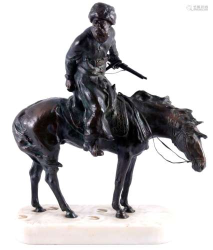Rene Paris (1881-1970) bronze scouting cossack rider, Spähen...