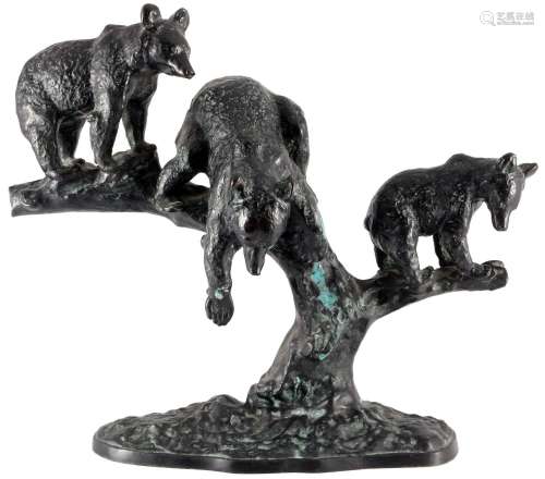 Anton Büschelberger (1869-1934) bronze three bear cubs, drei...