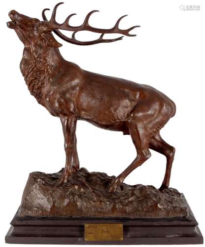 Large sculpture roaring deer, großer röhrender Hirsch,