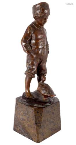 Julius Paul Schmidt-Felling (1835-1920) bronze boy with duck...