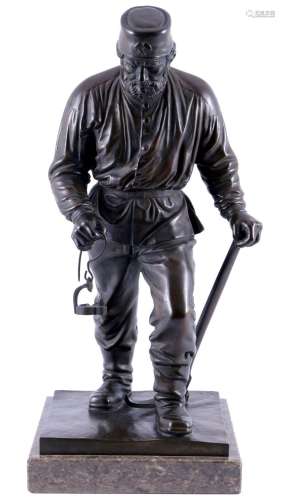 Friedrich Reusch (1843-1906) bronze siegerlandish miner, Sie...