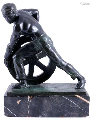 Ernst Seger (1868-1939) large bronze steel worker at machine...