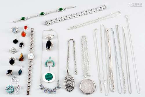 800-925 silver jewelry lot of 32 pieces, 800-925 Silber Schm...