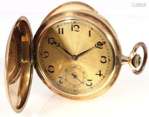 585 gold large men`s savonette pocket watch, 14K Gold Herren...