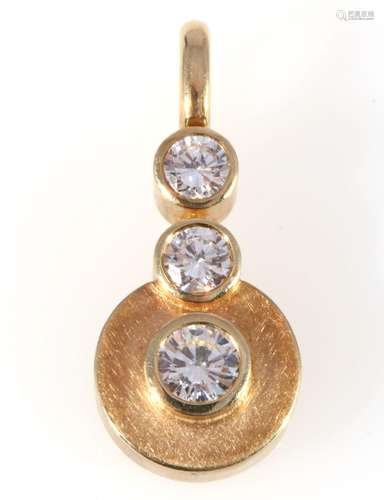 585 gold pendant with 3 large diamonds ca. 0.85ct, 14K Gold ...