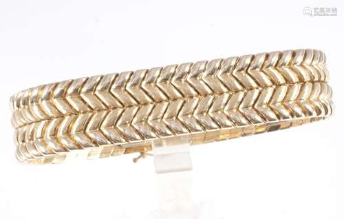 585 gold solid bracelet, 14K Gold breites Armband,