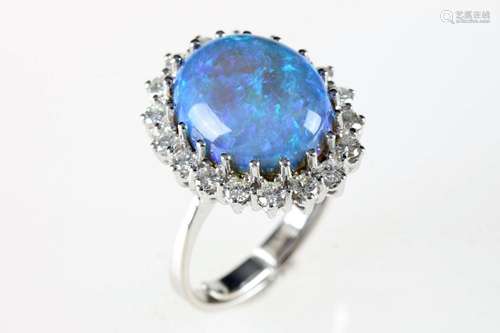 585 opal ring with IF diamonds, approx. 0.5ct, 14K Gold Opal...