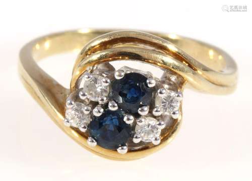 585 gold ring sapphires and diamonds, 14K Gold Ring mit Saph...