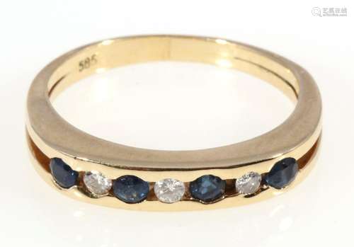 585 gold ring sapphires and diamonds, 14K Gold Ring mit Saph...