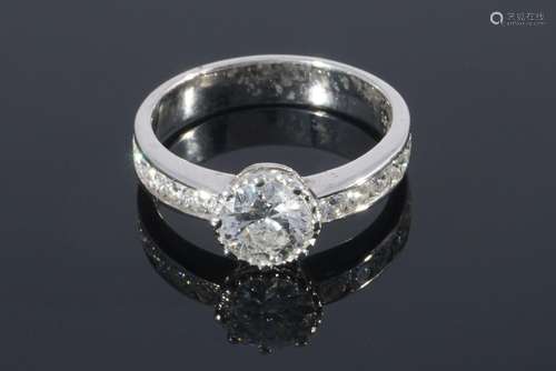 750 gold / platinum diamond ring 1,9 carat,18K Gold / Platin...