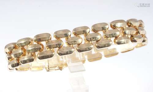 585 gold solid link bracelet, 14K Gold breites Gliederarmban...