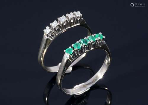 585 gold 2 rings emeralds and diamonds, 14K Gold 2 Ringe Sma...