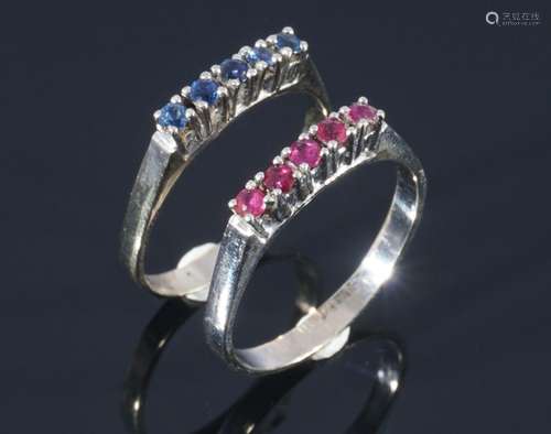 585 gold 2 rings sapphire and rubies, 14K Gold 2 Ringe Saphi...