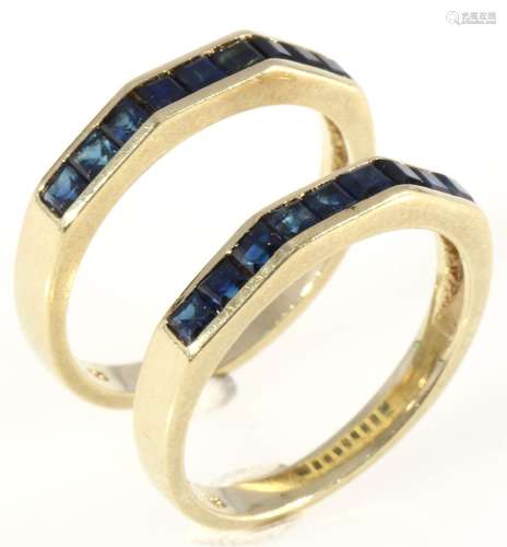 585 gold 2 rings with sapphires, 14K Gold 2 Ringe mit Saphir...