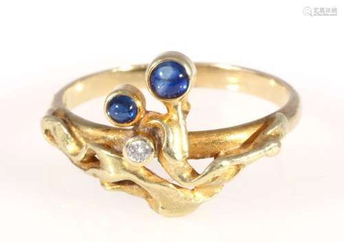 585 gold ring sapphires and diamonds, 14K Gold Ring mit Saph...