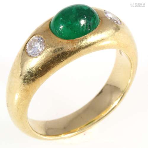 750 gold ring emerald and 2 diamonds, 18K Gold Ring Smaragd ...