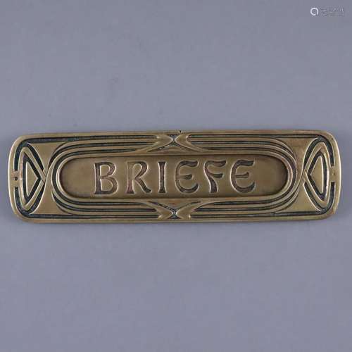 Briefkastenblende - Messing, mit linearer Jugendstil-Ornamen...