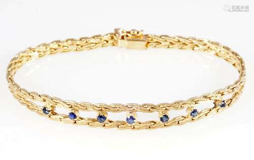 333 gold bracelet with sapphires, 14K Gold Armband mit Saphi...