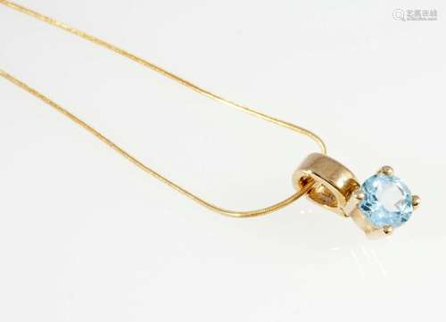 333 gold necklace with aquamarine, 14K Gold Collier mit Aqua...