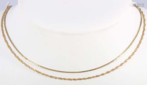 585 gold 2 necklaces, 14K Gold 2 Halsketten,