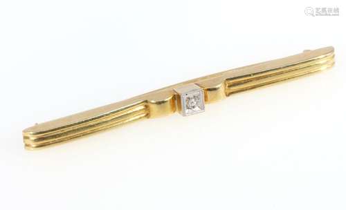 585 gold brooch with diamond, 14K Gold Brosche mit Brillant,