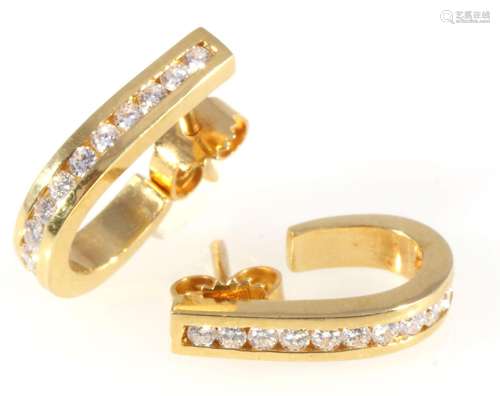 750 gold earrings with diamonds 0.6ct, 18K Gold Brillant Ohr...