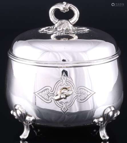 800 silver lidded box art nouveau, Jugendstil 800 Silber Dec...