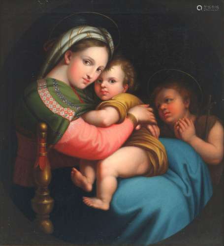 Old master painting 18th century Madonna della sedia after R...