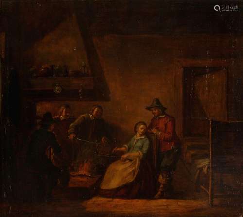 Old Master 18th Century Netherlands Interior of a room with ...