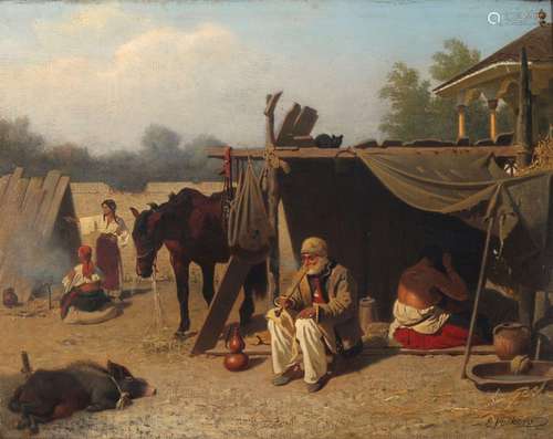 Emil Volkers (1831-1905) romanian camp, Rumänisches Lagerpla...