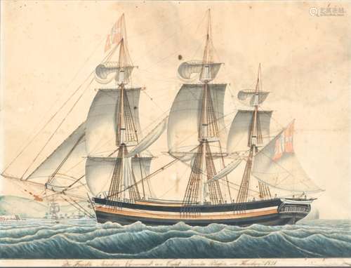 Marine painting 19th century three-mast frigate Ariadne von ...