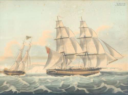 Dirk Antoon Teupken (1801-1845) marine painting british sail...