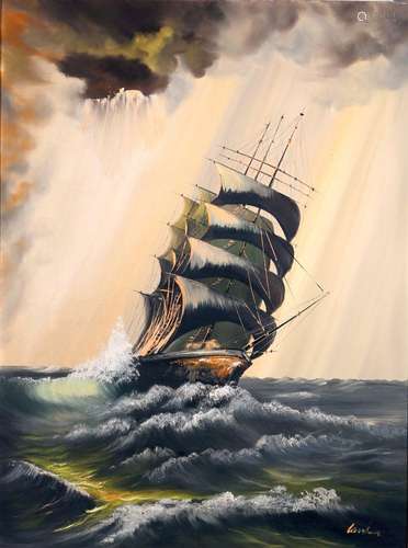 Carsten - sailing ship on a stormy sea, Segelschiff auf stür...