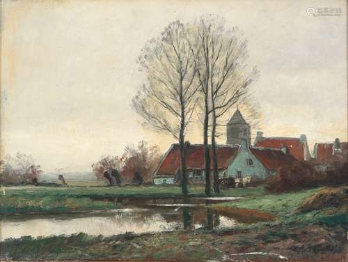 Arthur Bell (1876-1966) farm in autumn landscape, Bauernhof ...