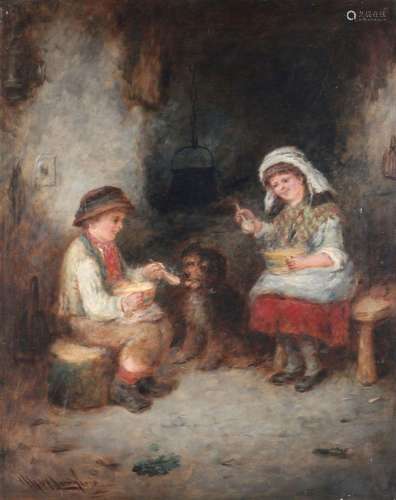 Unknown painter 19th century, childern in parlor, Kinder in ...