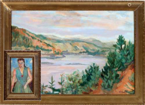 Arthur Erdle (1889-1961) seascape and portrait of a woman, S...